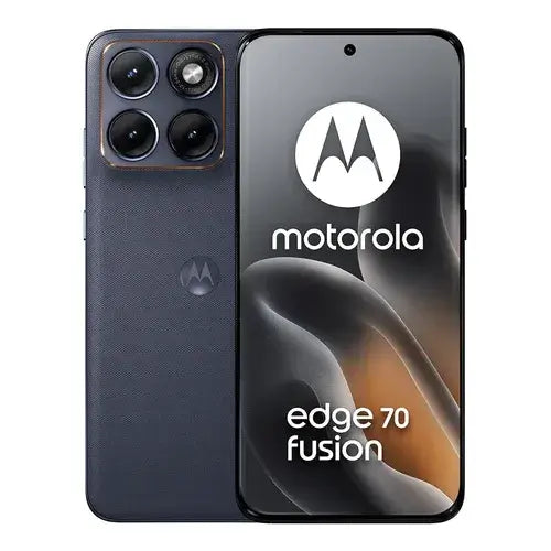 CELULAR MOTOROLA EDGE 70 FUSION AZUL (12GB/256GB) con pantalla de 6.78 pulgadas y diseño elegante, ideal para multimedia y productividad.
