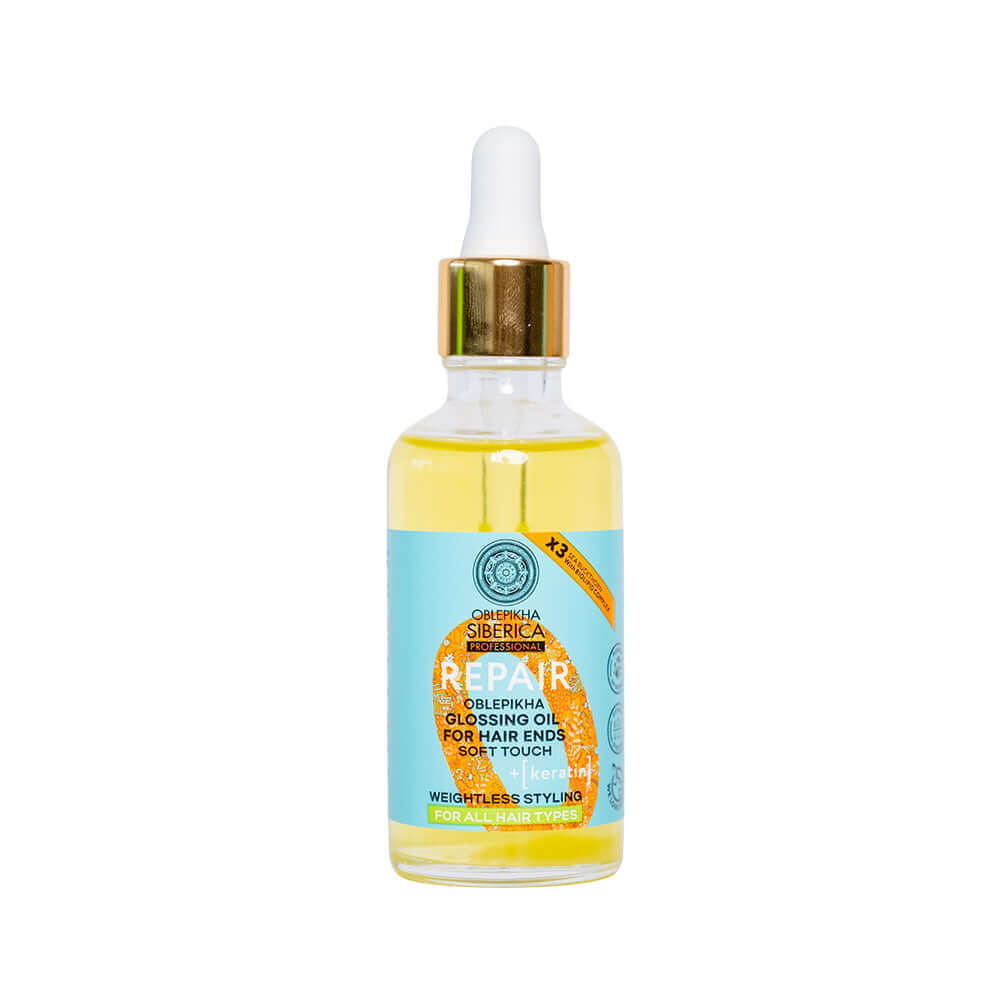 Aceite reparador puntas abiertas cabello NATIRA SIBERICA 50 ML, repara el cabello dañado y sella puntas abiertas.