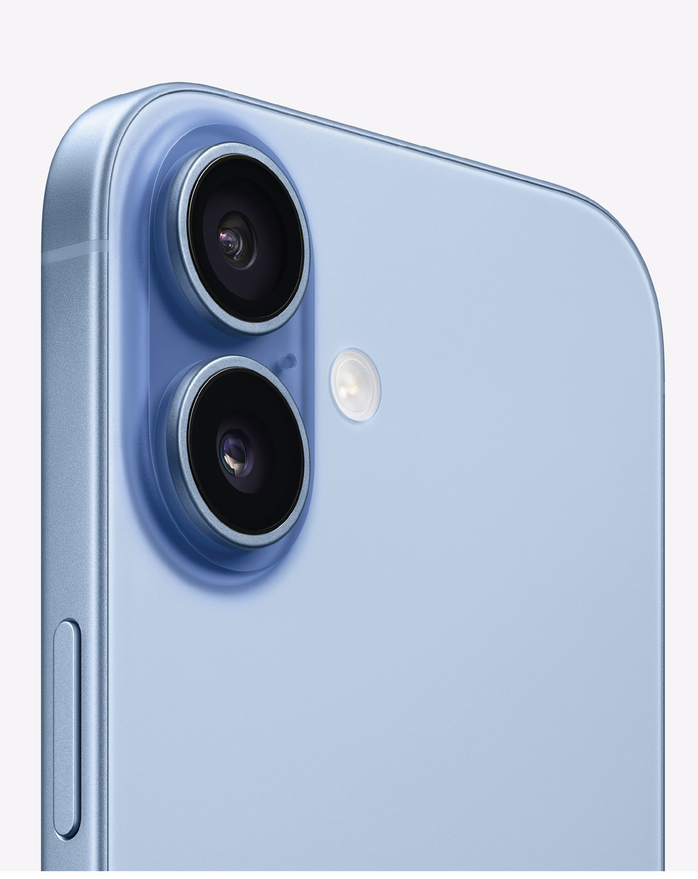 Nuevo iPhone 17 Apple por encargo - vista trasera en Mist Blue con cámara Dual Fusion 48MP y diseño aluminio