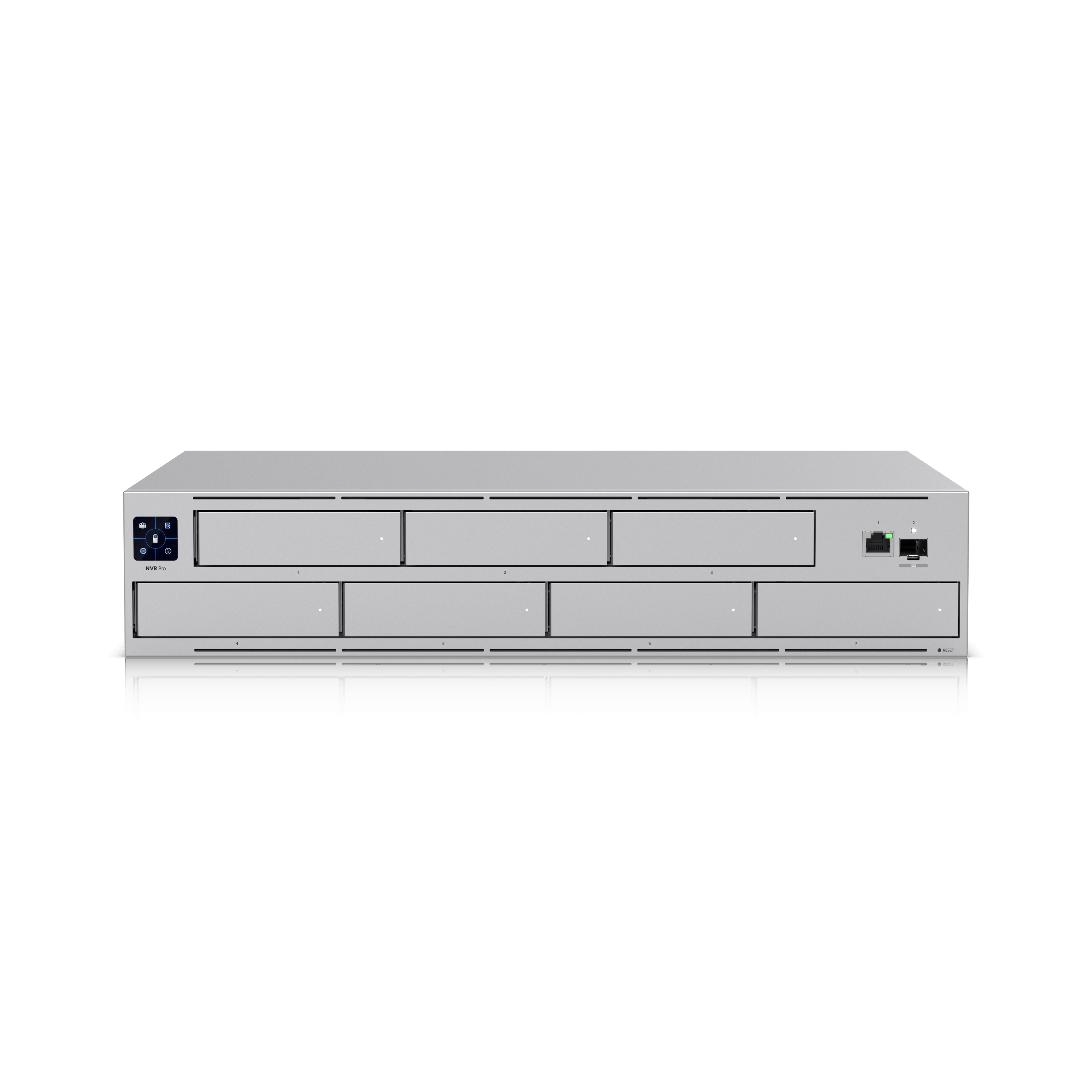 NVR UniFi Protect 7 bahías cámaras 4K, grabador de video 2U con capacidad para 20 cámaras 4K.
