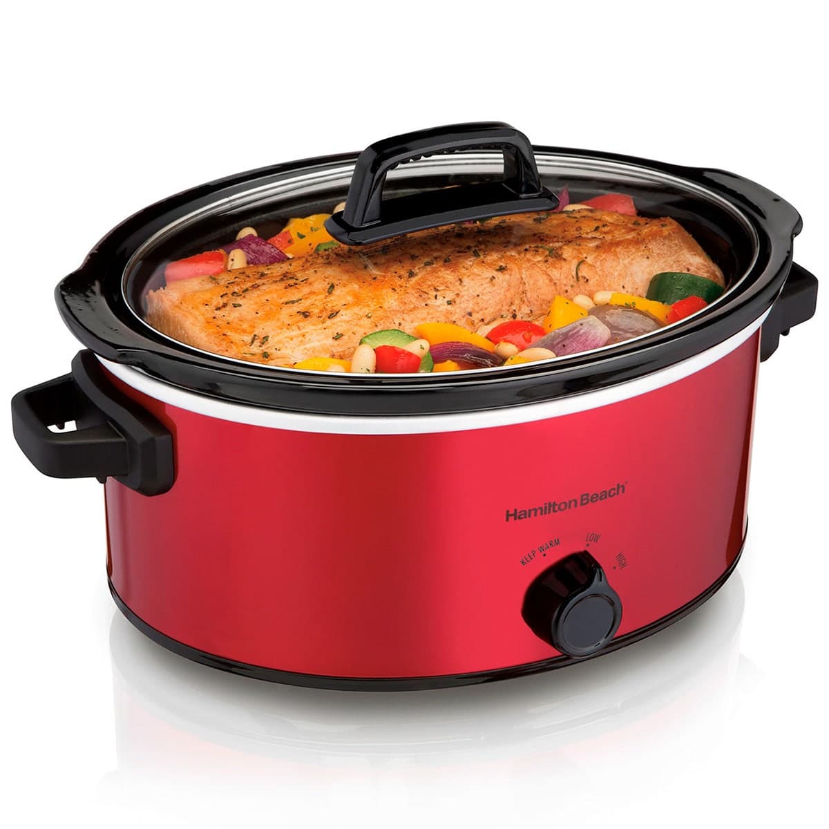 Olla Cocimiento Lento 6 L Roja Hamilton Beach 33666Fg