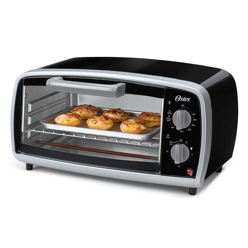 Tostador Oster - 10L - 4 Rebanadas - Funciones Hornear, Asar, Tostar - Cronómetro 15 Min - Temperatura 150°F A 450°F - Rejilla Ajustable Productos De Cocina > Hornos Tostadores Costa Rica