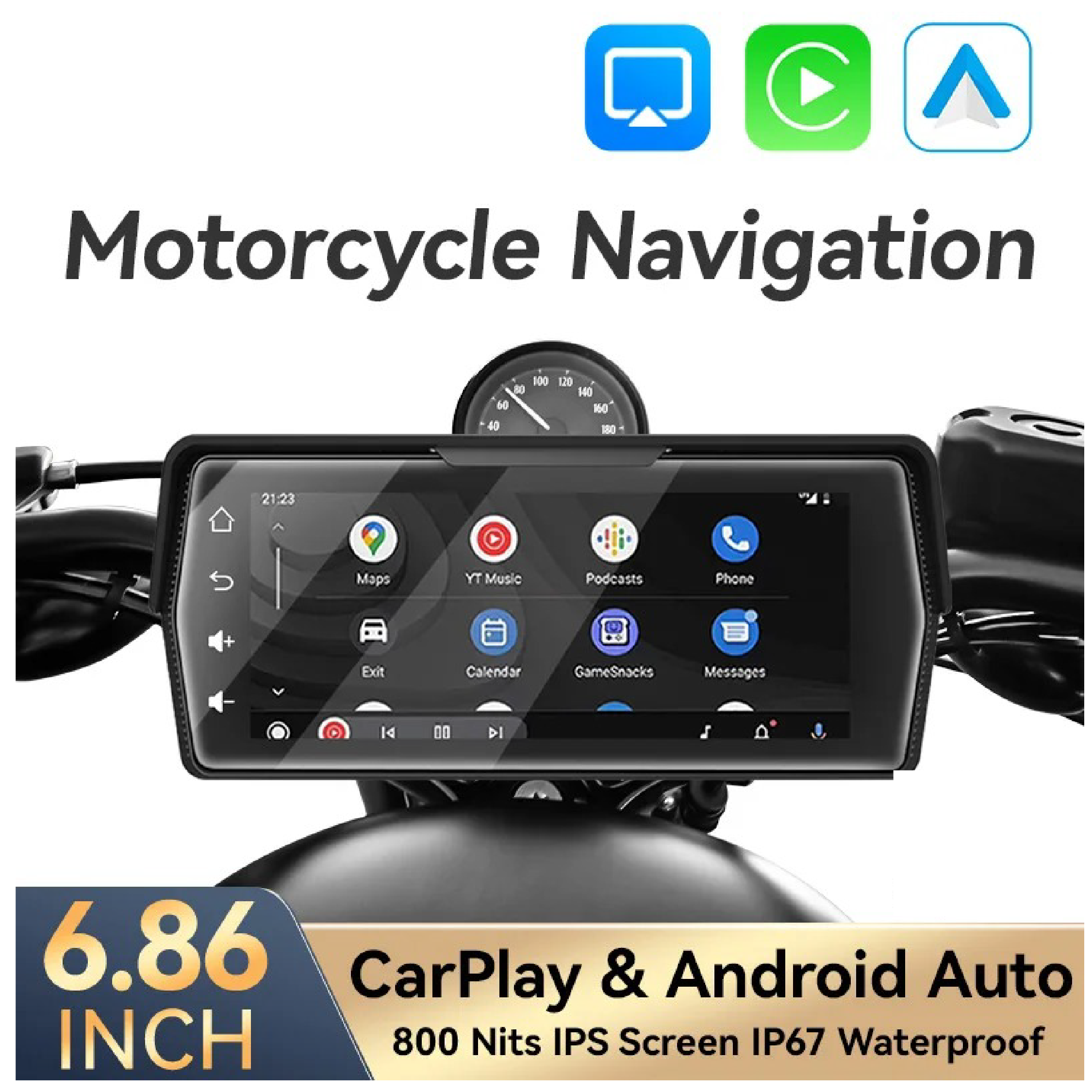 Pantalla para motocicleta con Carplay y Android Auto pantalla 6.86" envio gratis Cargador De Carro Costa Rica