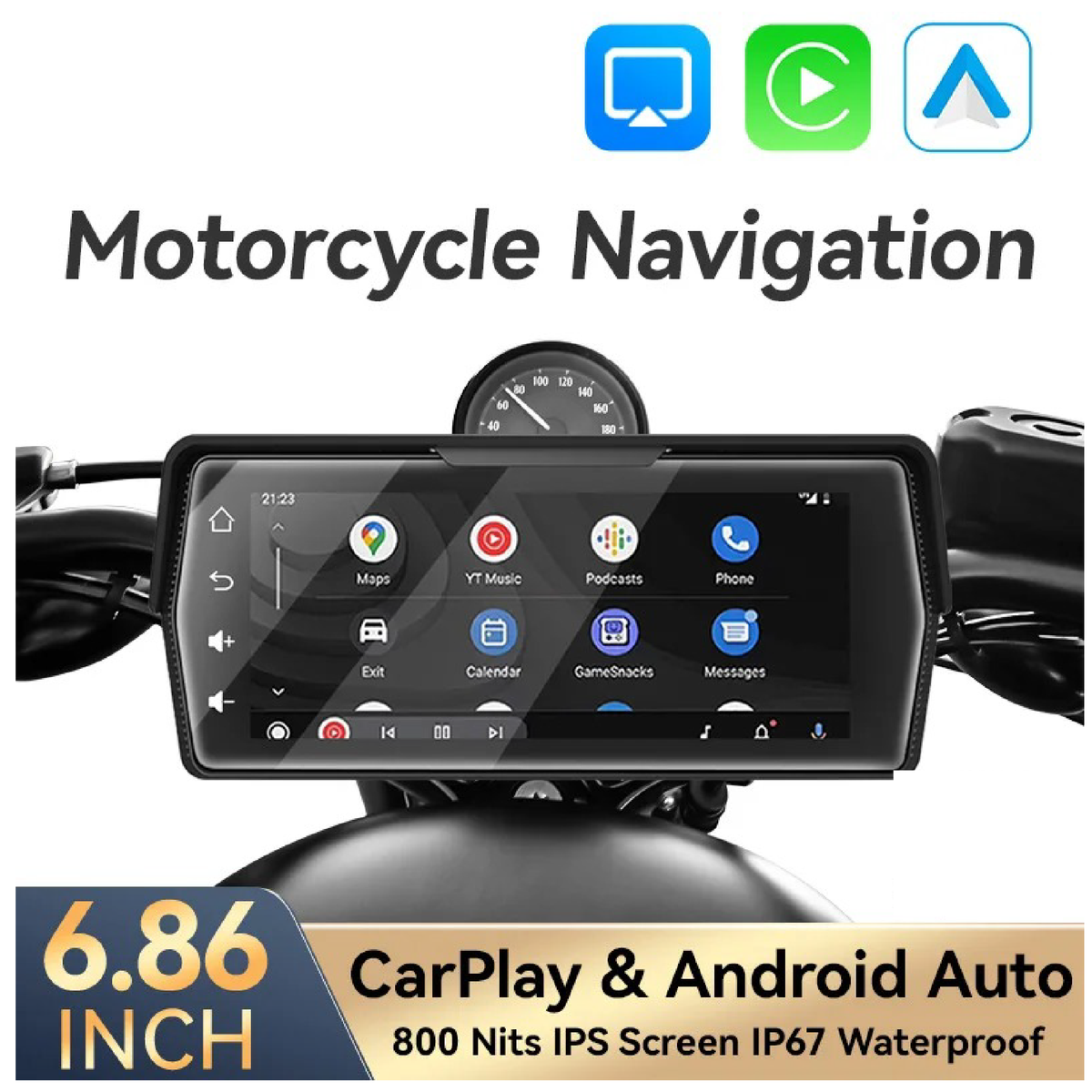 Pantalla para motocicleta con Carplay y Android Auto pantalla 6.86" envio gratis Cargador De Carro Costa Rica