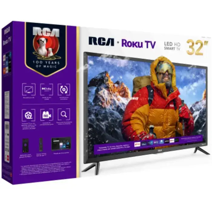 Pantalla Roku TV RCA de 32 pulgadas, TV LED HD, fácil acceso a contenido favorito.