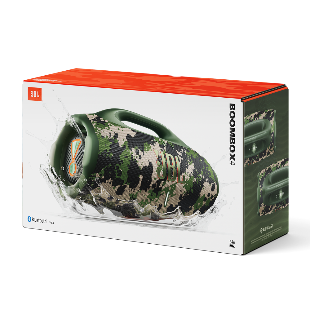 PARLANTE JBL BOOMBOX 4 BLUETOOTH 5.4 IP68 AURACAST 210W SQUAD CAMO