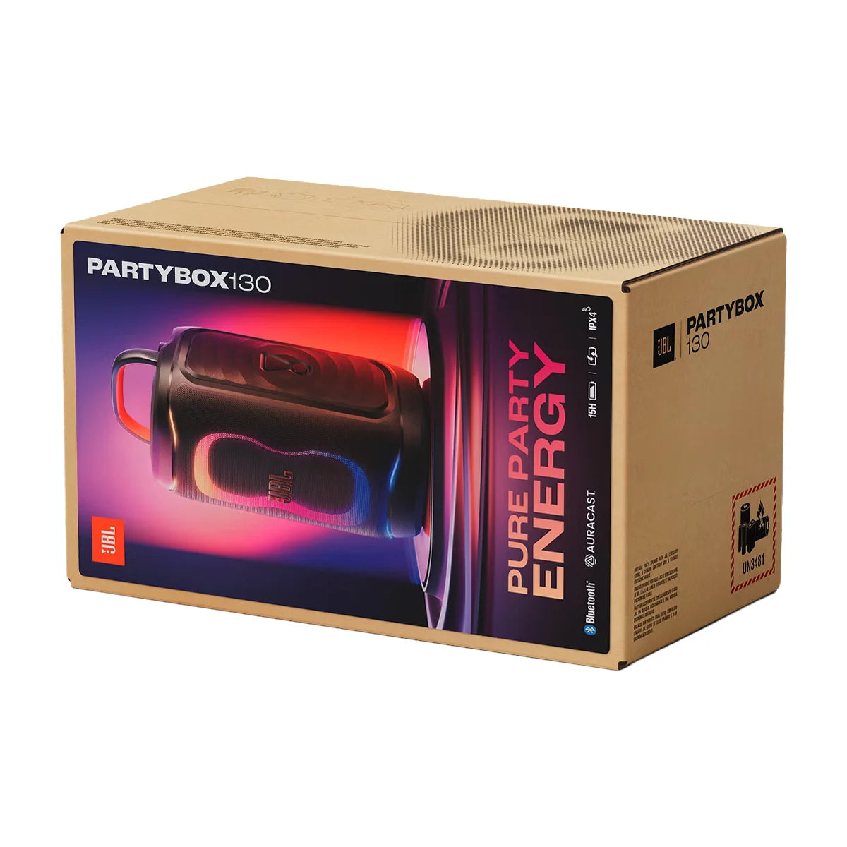 PARLANTE JBL PARTYBOX 130 200W BLUETOOTH 6.0 AURACAST IPX4 BATERÍA 15H NEGRO JBLPB130BLKAM