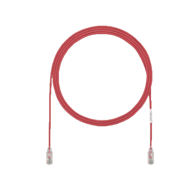 Cordón de parcheo Cat6A 7ft rojo, ideal para aplicaciones de alta velocidad y redes básicas.