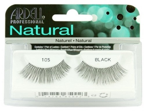 Pestañas Fashion Negra 105 en empaque Ardell Natural, par de pestañas postizas negras estilo 105