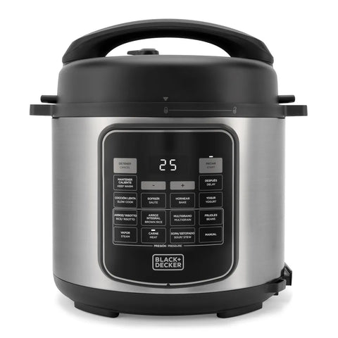 Olla de Presión Eléctrica Black+Decker PR206D-0SDLA 6 Litros 12 Funciones Acero Inoxidable