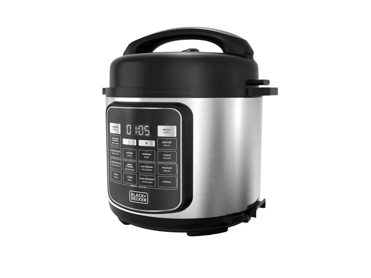 Olla de Presión Eléctrica Black+Decker PR206D-0SDLA 6 Litros 12 Funciones Acero Inoxidable