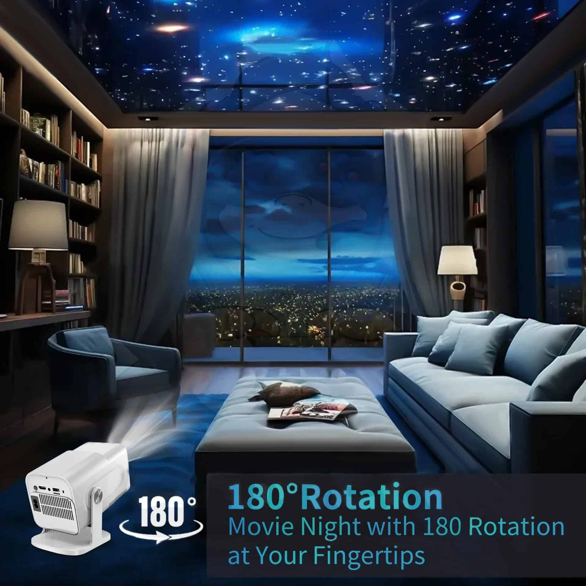 Proyector Salange HCS350 MAX liquidación con rotación de 180° para noches de cine en casa.