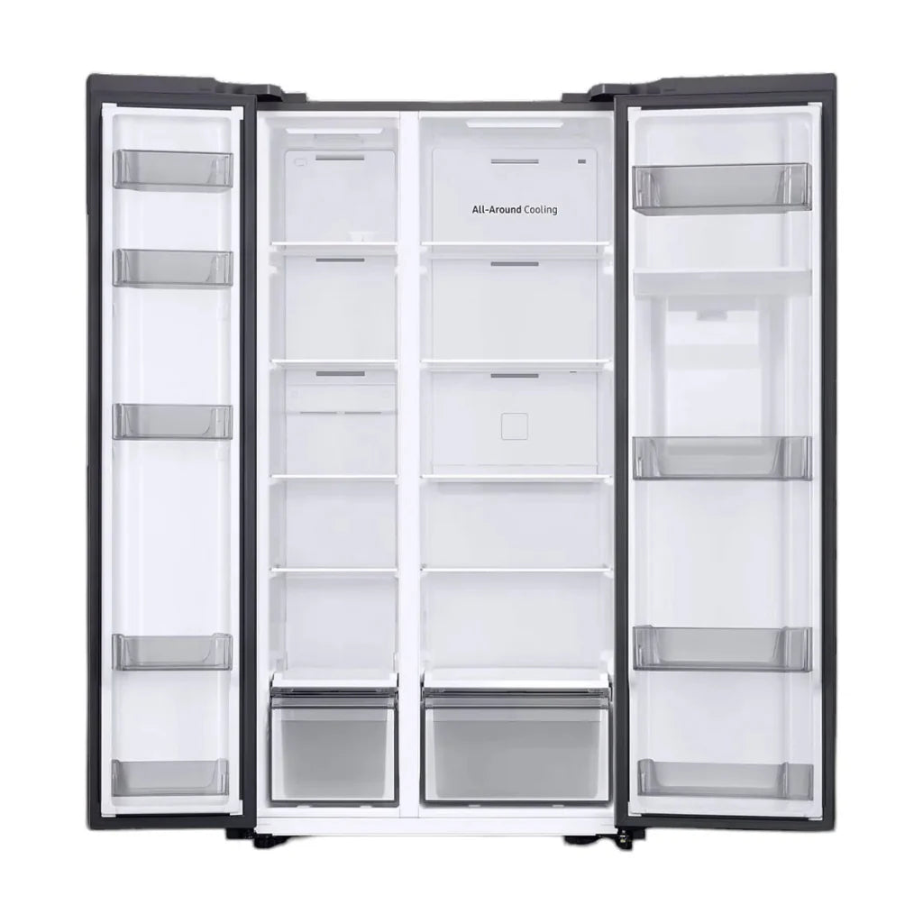 Refrigerador SAMSUNG 20 pies Side by side con dispensador plateada Refrigeradoras Costa Rica