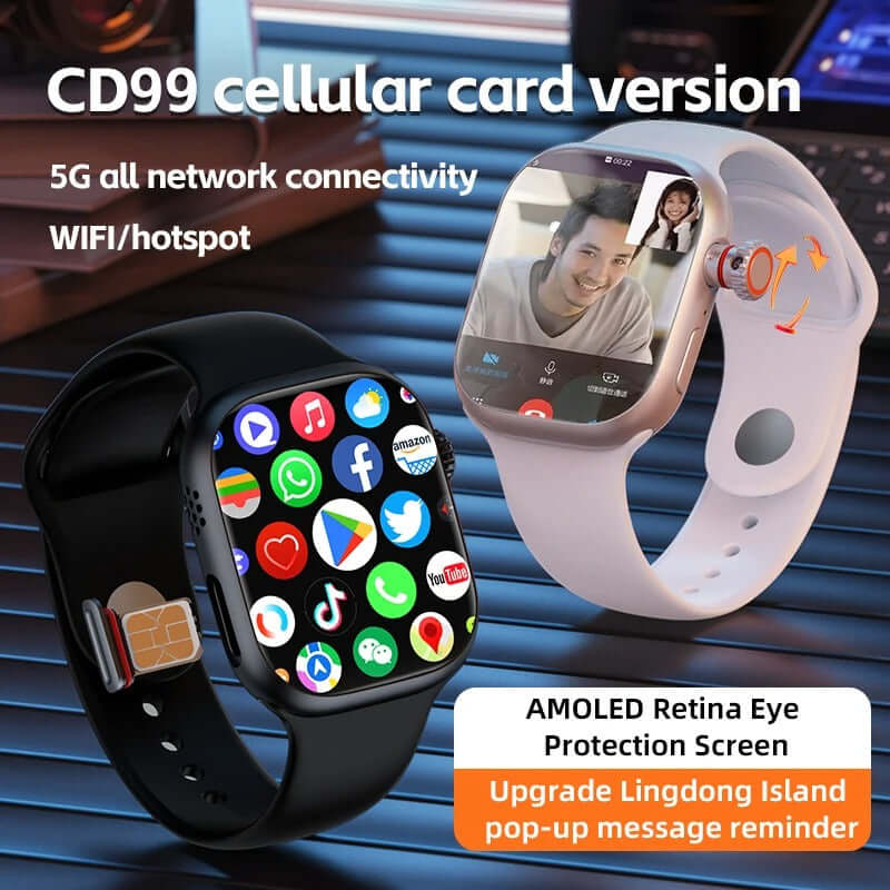 Reloj inteligente con Chip AMOLED 4G LTE de 2,29 pulgadas con 180 ° Cámara giratoria GPS WiFi Ranura para tarjeta SIM Costa Rica