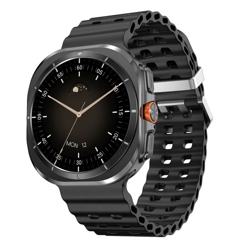 Reloj Inteligente Dt Ultra De 47Mm, Memoria De 32Gb, Música Local, Bluetooth, Llamada, Brújula, Menú 3D, Carga Inalámbrica, Serie 7 - reloj negro con correa deportiva