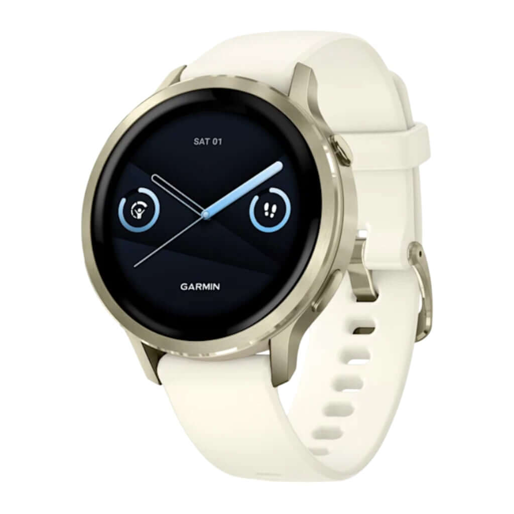 Reloj inteligente Venu® 4, 41 mm, Dorado, correa silicón blanca Costa Rica