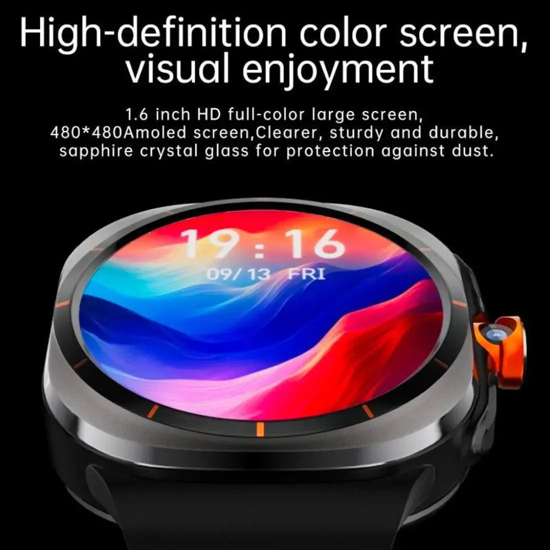 Reloj inteligente Kalobee America Ultra para chip red 4G/5G 32GB pantalla Amoled - esfera AMOLED 1.6" 480x480 alta definición negro