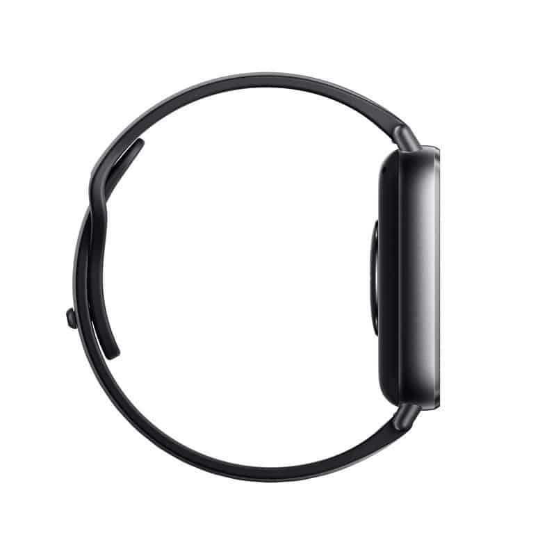 Reloj Inteligente Redmi Watch 5 Active 57760 Negro vista lateral correa negra y perfil delgado con sensor de frecuencia cardíaca
