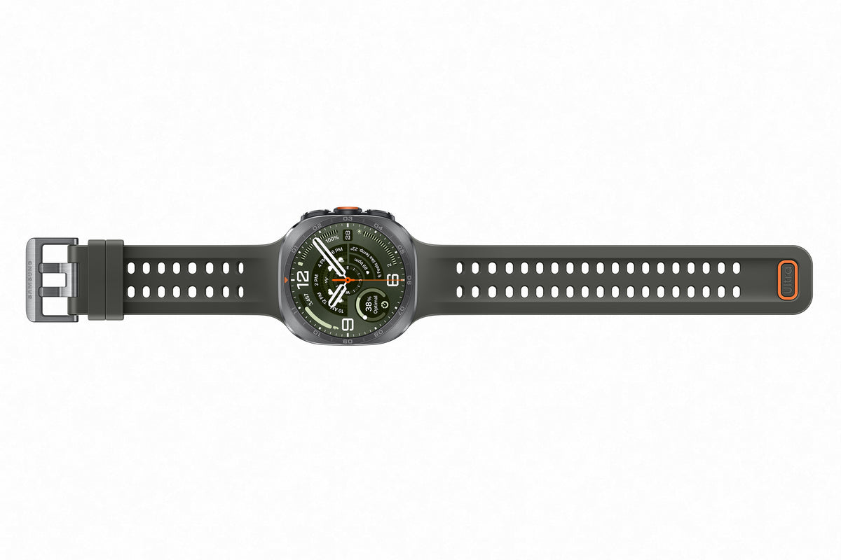 Reloj inteligente Galaxy Watch Ultra 2 Samsung con correa verde y diseño moderno.