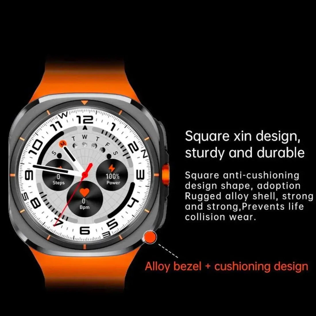 Reloj inteligente Kalobee America Ultra para chip red 4G/5G 32GB pantalla Amoled reloj deportivo negro con pantalla AMOLED y correa naranja