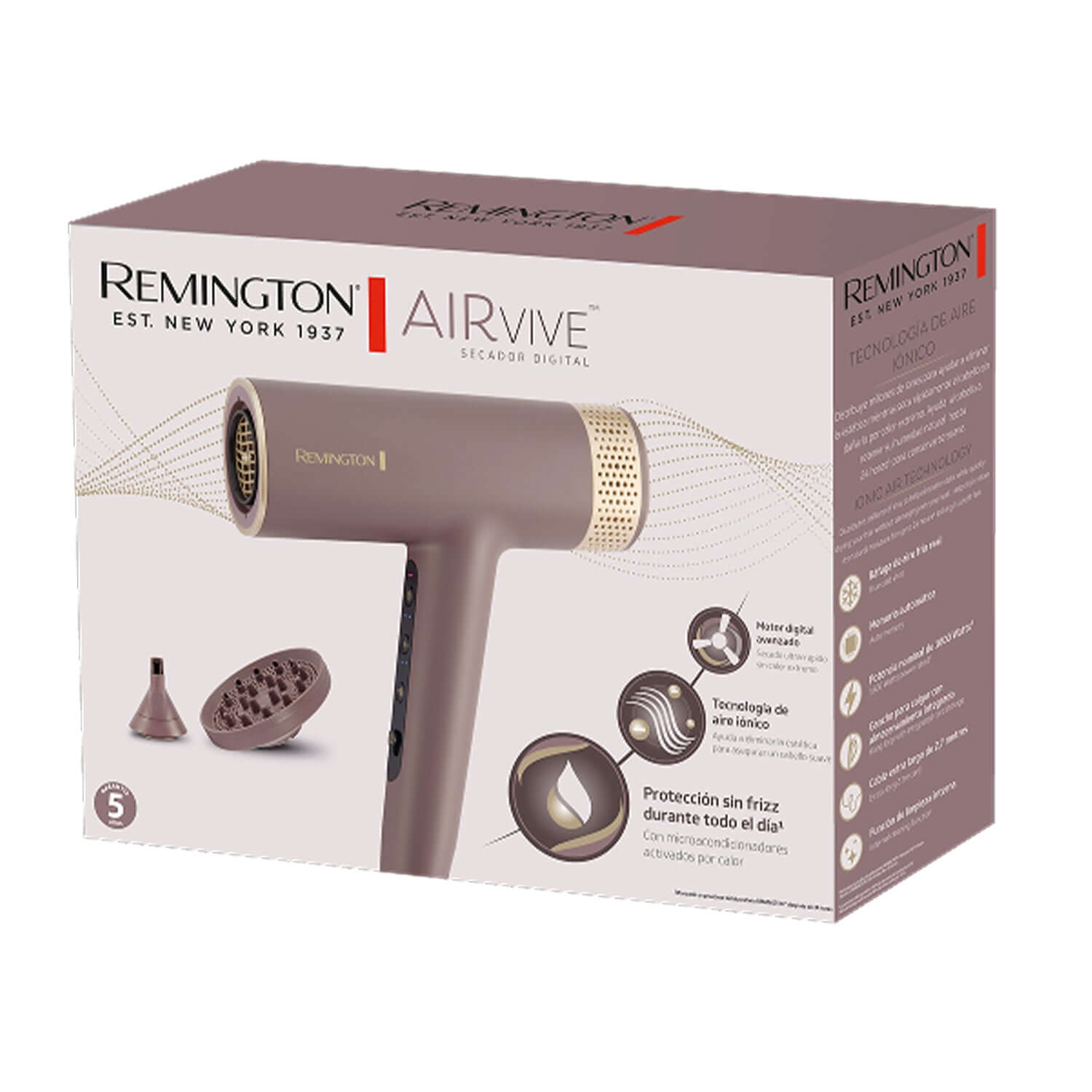 Secador de cabello digital Remington AIRvive - EC8930-110F, protección sin frizz durante todo el día.