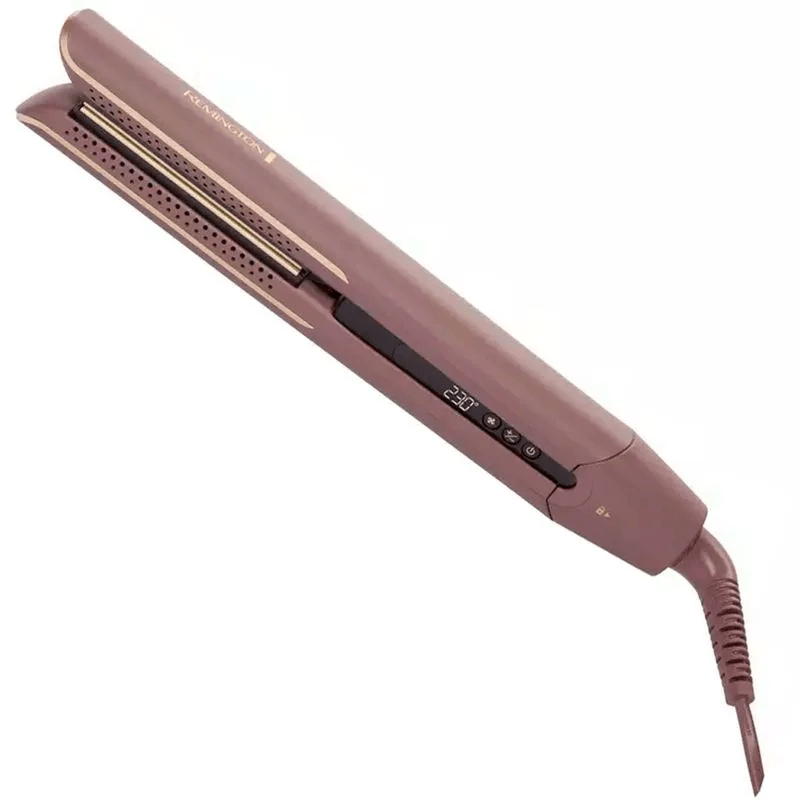 Plancha alisadora Remington AIRvive S8930 en color rosa, ideal para un acabado liso y brillante.