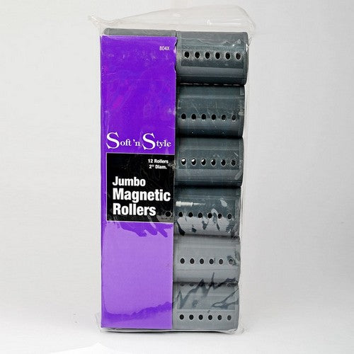 RULO MAGNETICO GRAY  2  " - Pack of jumbo magnetic hair rollers in gray, 12-count