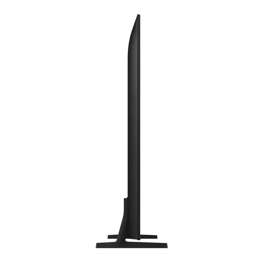 Vista lateral de una pantalla Samsung 50 QLED 4K, diseño delgado y elegante en color negro.