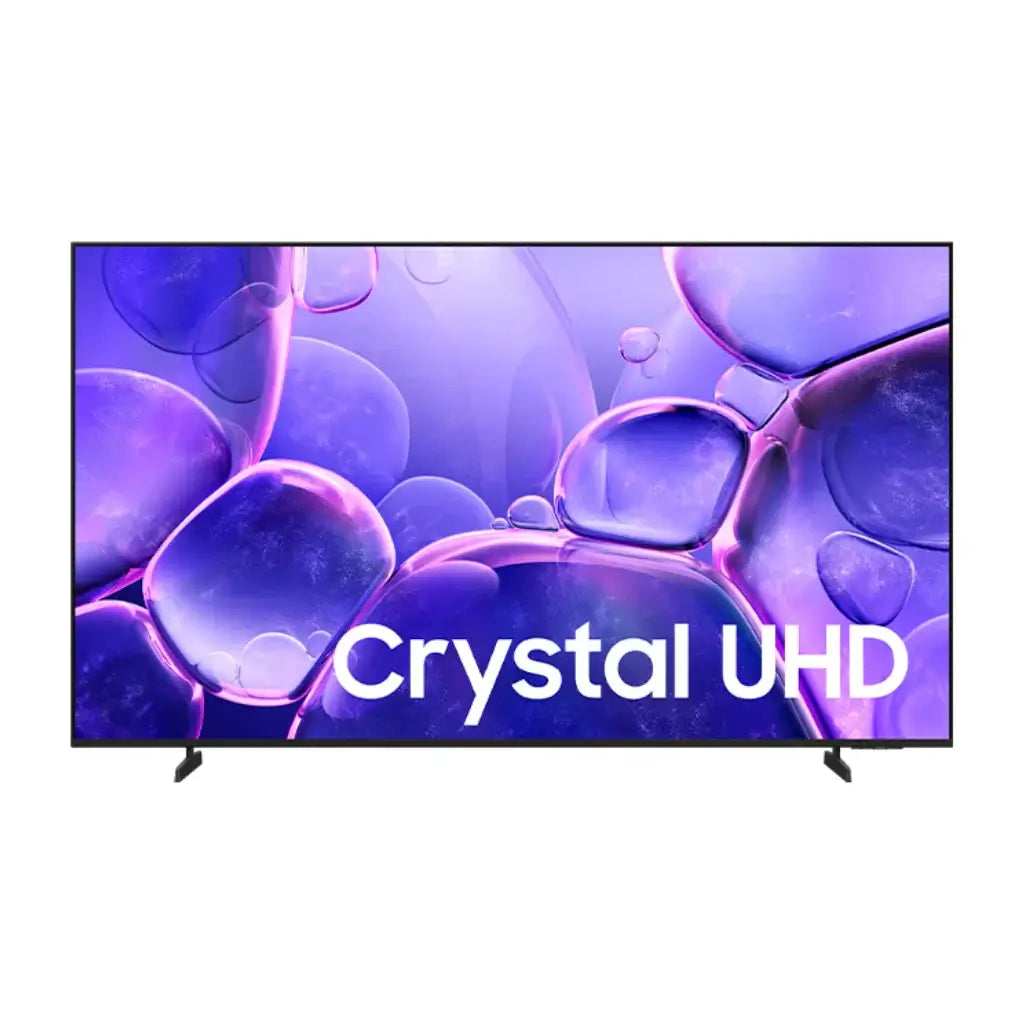 Pantalla Samsung 65" 4K UHD con tecnología Crystal UHD mostrando colores vibrantes y diseño moderno.