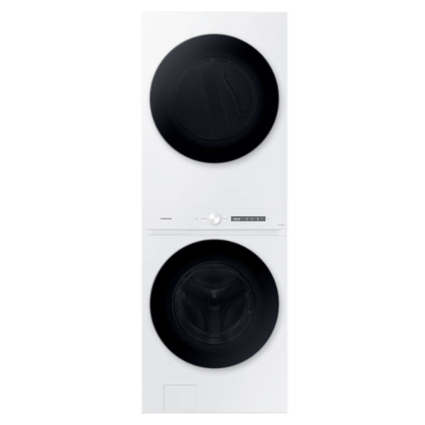 Alt Tag: Torre de Lavado Samsung  Bespoke 22 Kg  Electrica con Laundry Hub Blanca torre vertical blanca lavadora secadora moderna