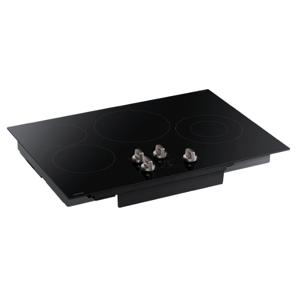 Cooktop eléctrico Samsung 30" de 4 superficies de calor en color negro, moderno y funcional.