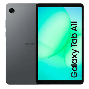 Tablet Samsung Galaxy Tab A11 gris, pantalla amplia y diseño elegante, ideal para uso en casa o en movimiento.