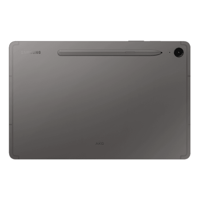 Tablet Samsung Galaxy Tab S9 Fe Gray 6Gb/128Gb 5G rear view in gray with S Pen and 13MP camera, 10.9" display, 6GB RAM, 128GB storage