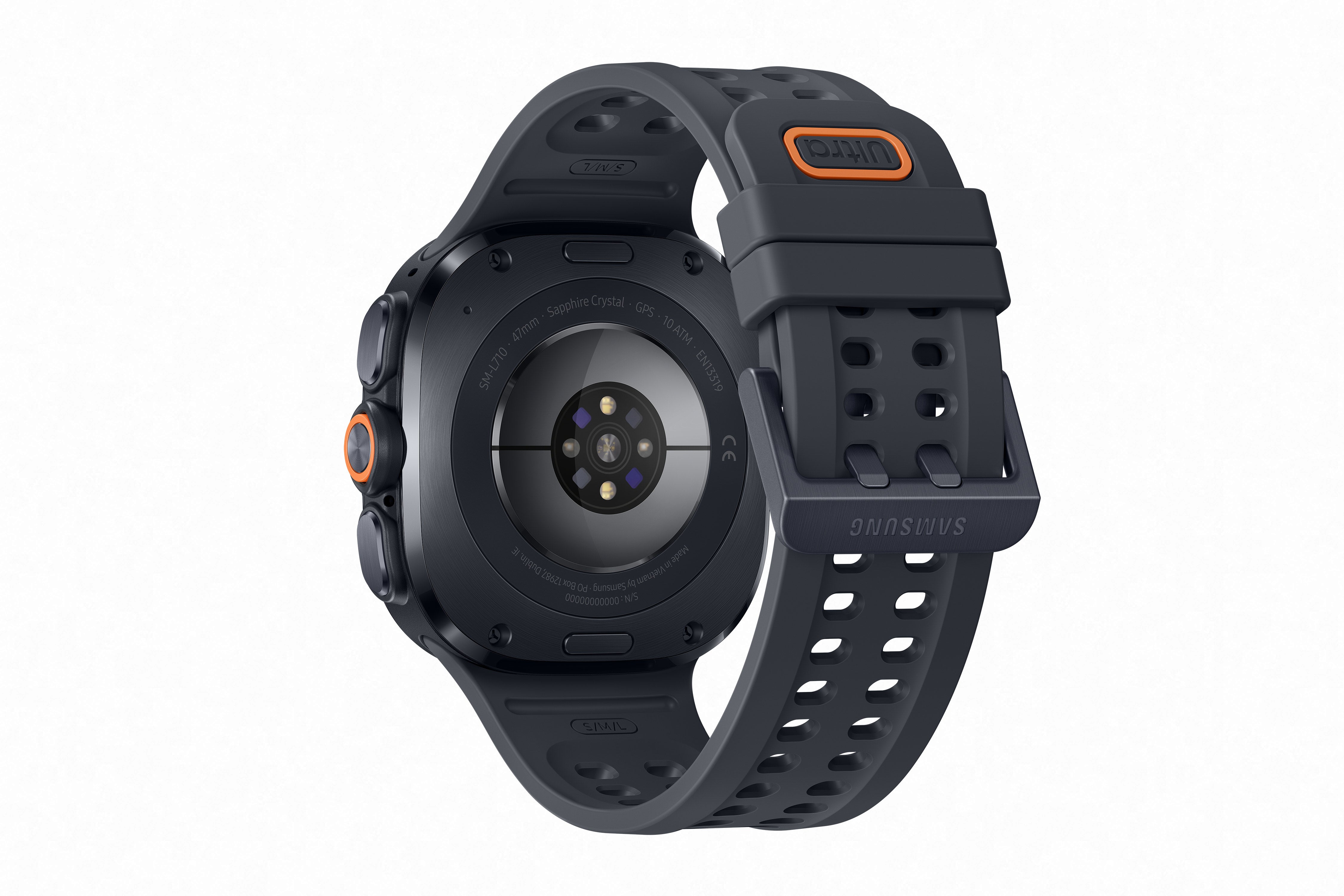 Reloj inteligente Galaxy Watch Ultra 2 Samsung - vista trasera del diseño de correa y sensor del smartwatch premium Samsung