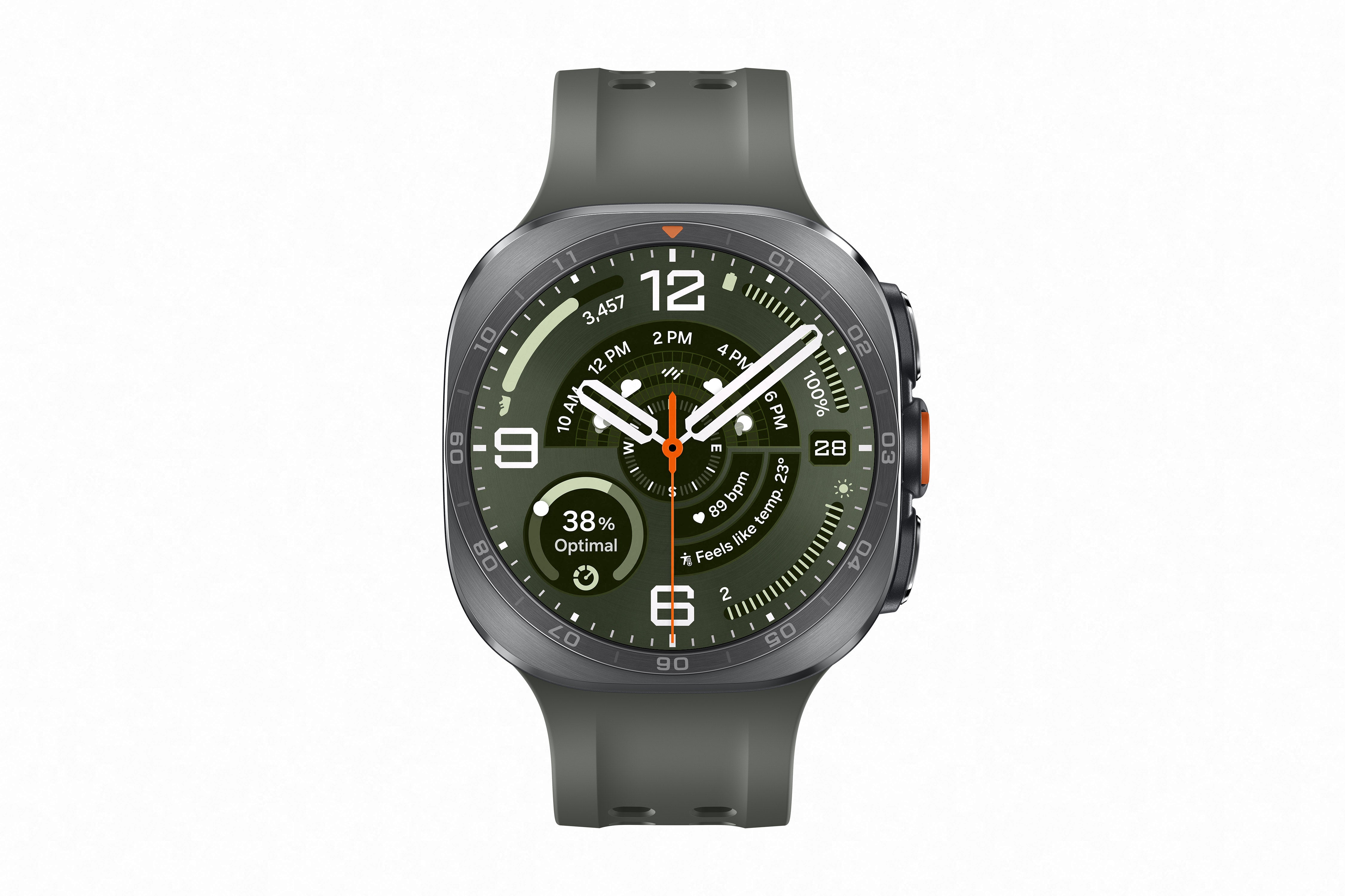 Reloj inteligente Galaxy Watch Ultra 2 Samsung con pantalla verde y diseño elegante de titanio