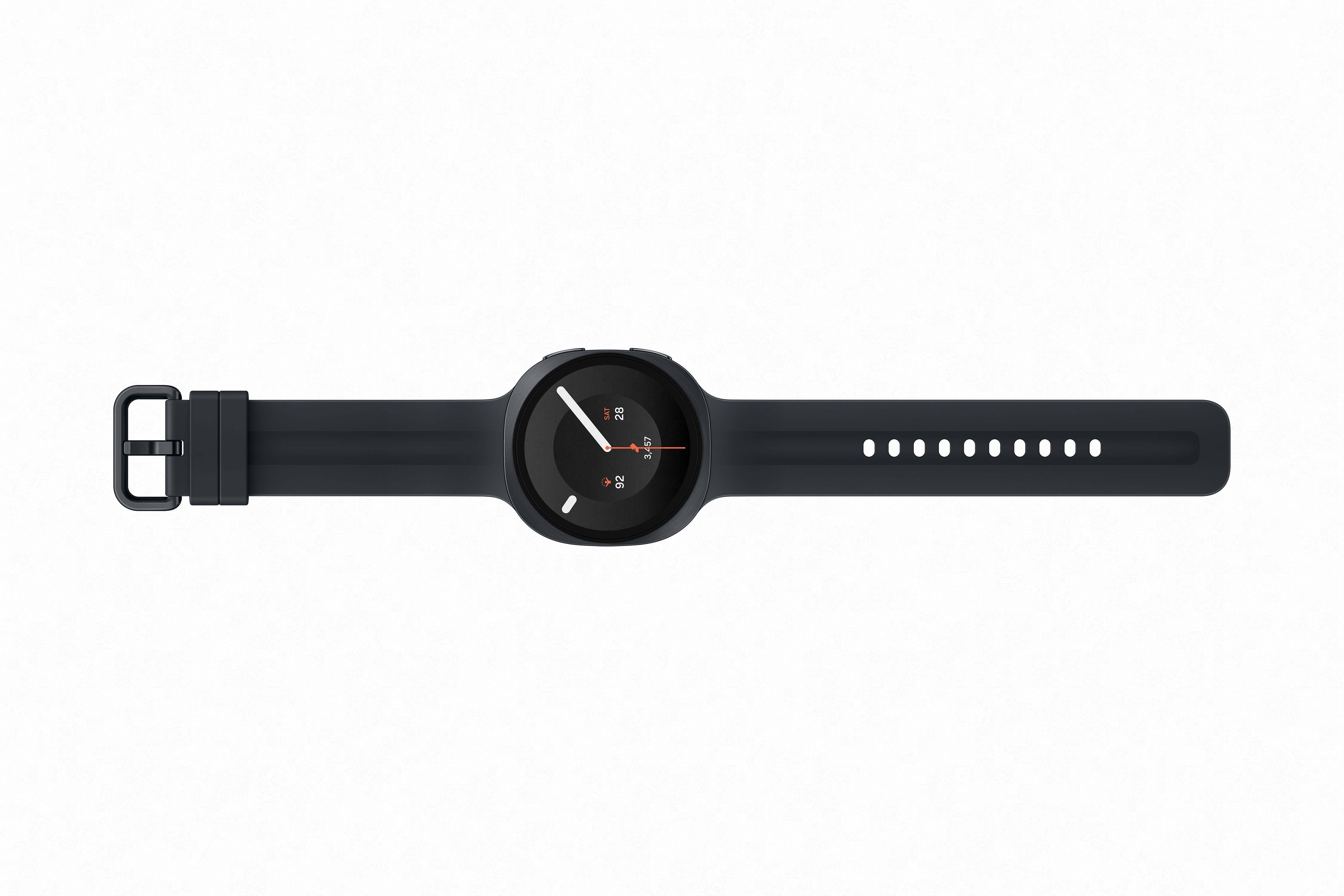 Reloj Galaxy Watch 9 44 mm negro con banda ajustable y pantalla Super AMOLED en diseño elegante y moderno