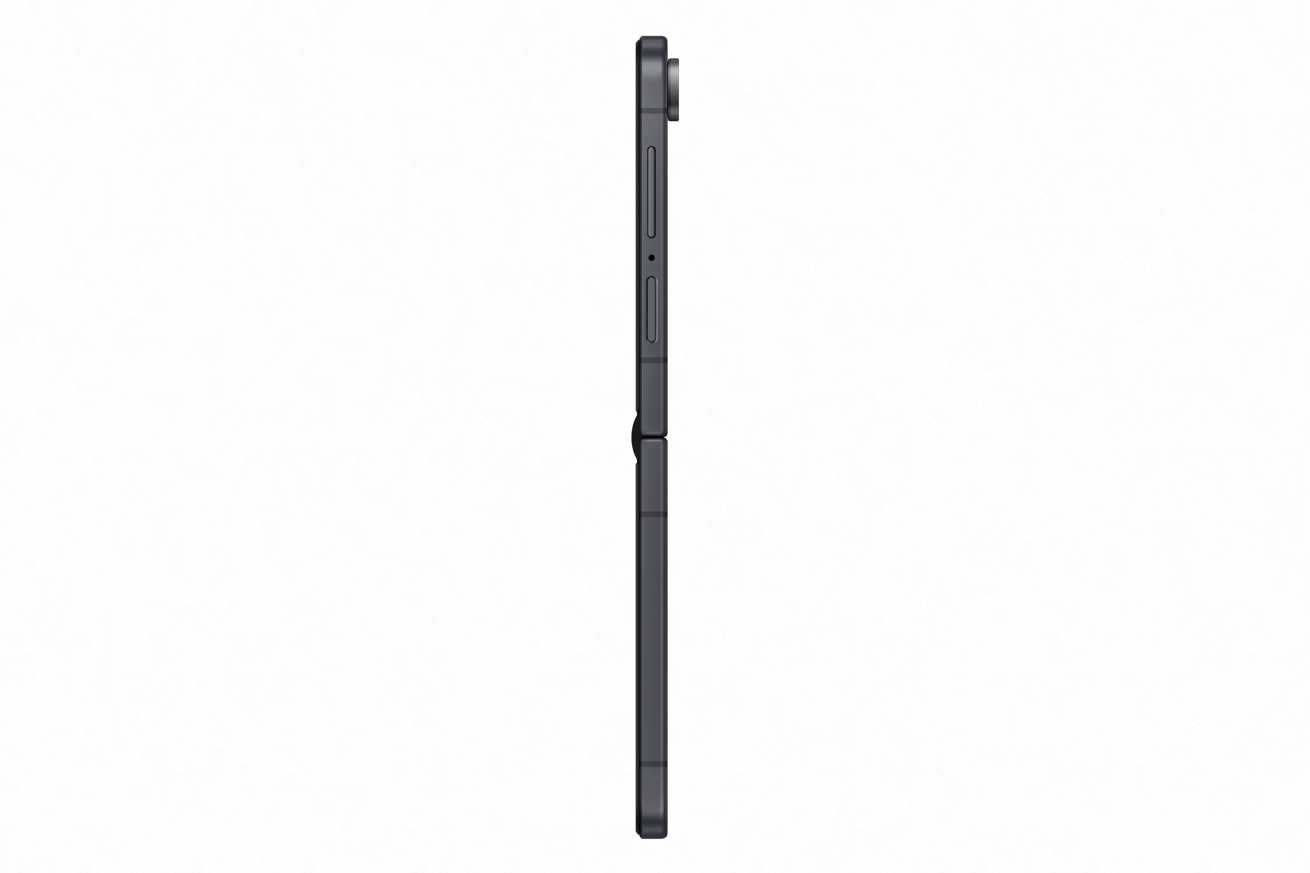 Lateral view of the Teléfono Celular Samsung Galaxy Z Flip8 showcasing its sleek foldable design and compact form.