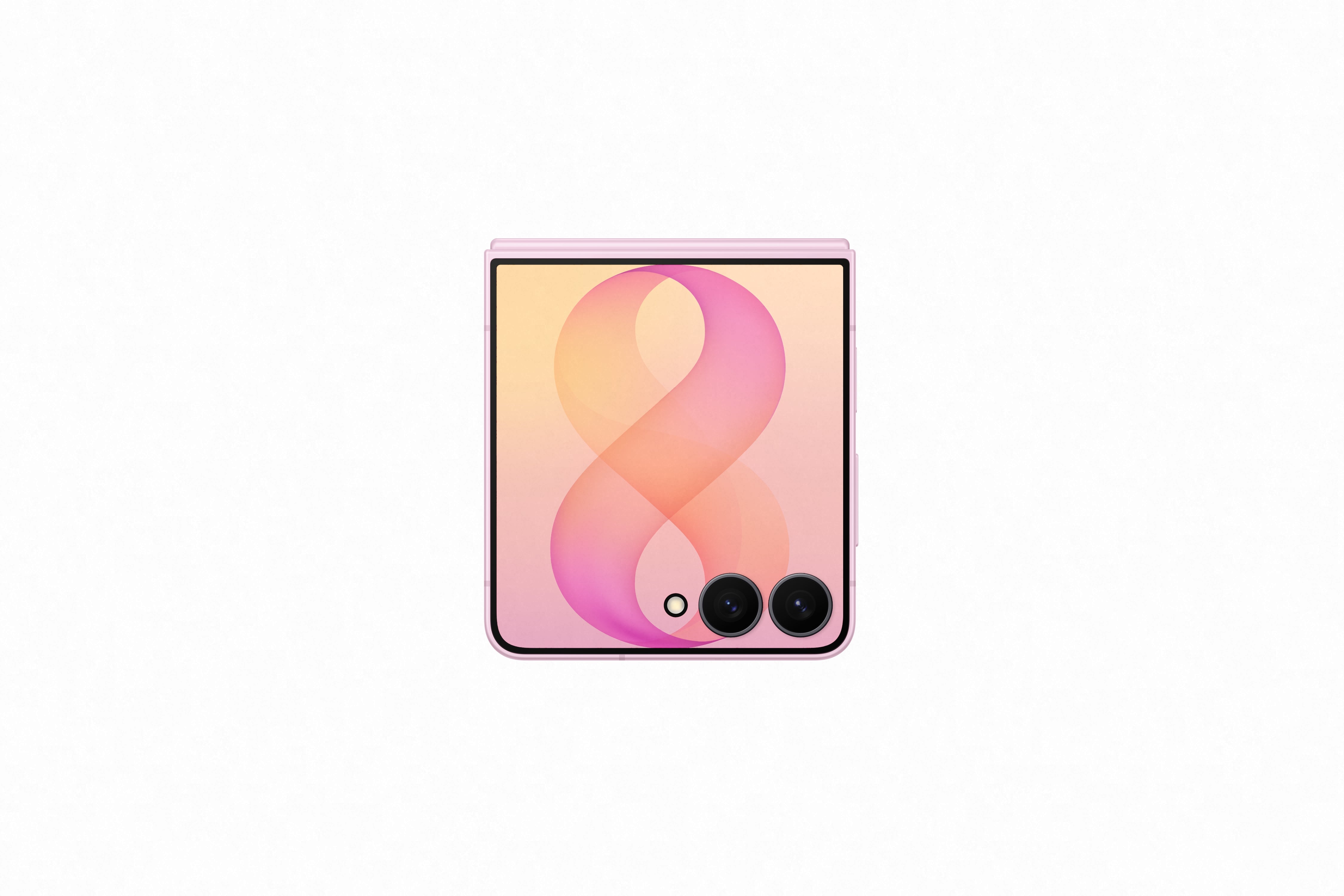 Teléfono Celular Samsung Galaxy Z Flip8 plegado, enfoque en la pantalla Dynamic AMOLED 2X con diseño vanguardista y cámaras traseras.