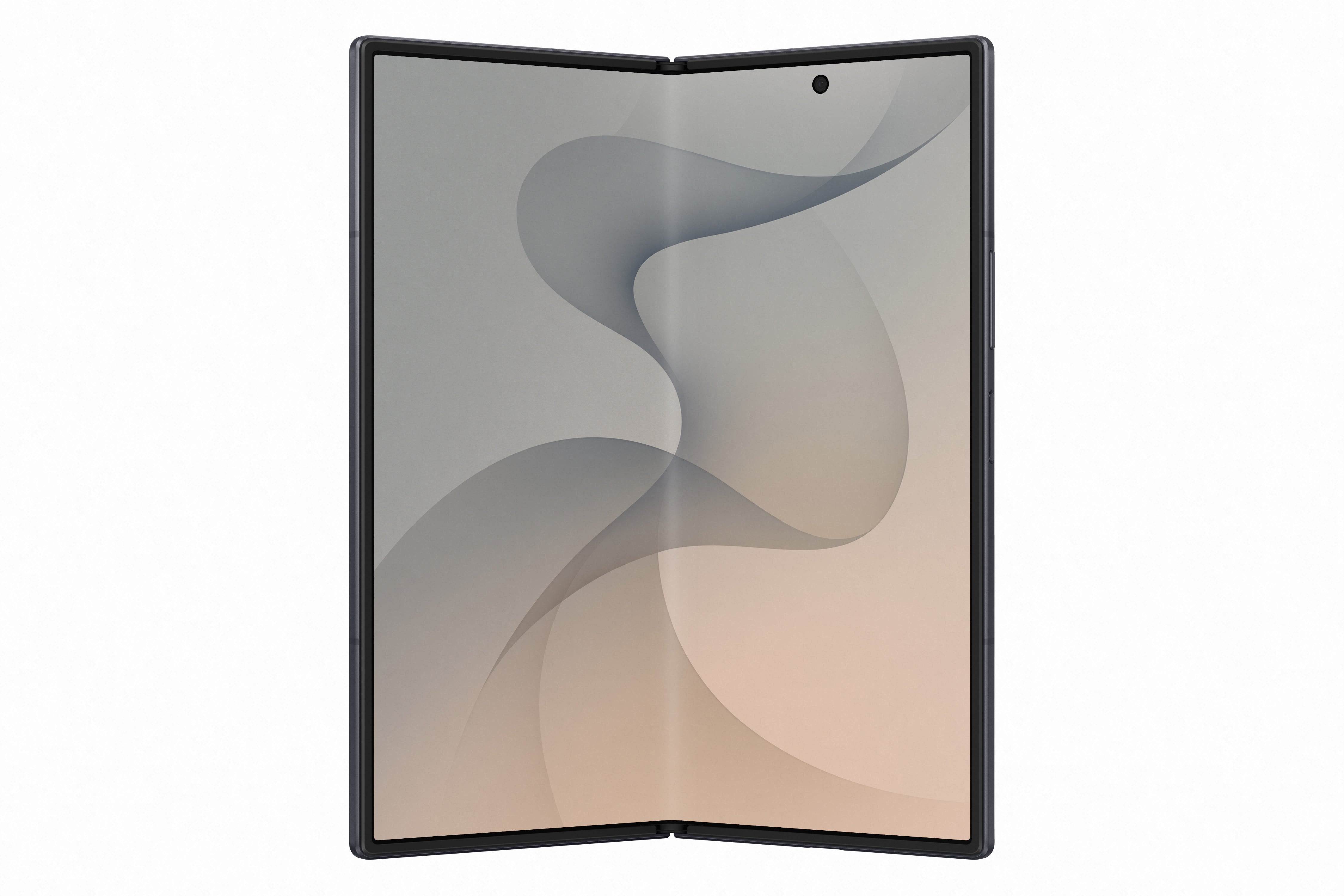 Telefono celular Galaxy Z Fold8 Ultra con pantalla plegable abierta y elegante diseño moderno.