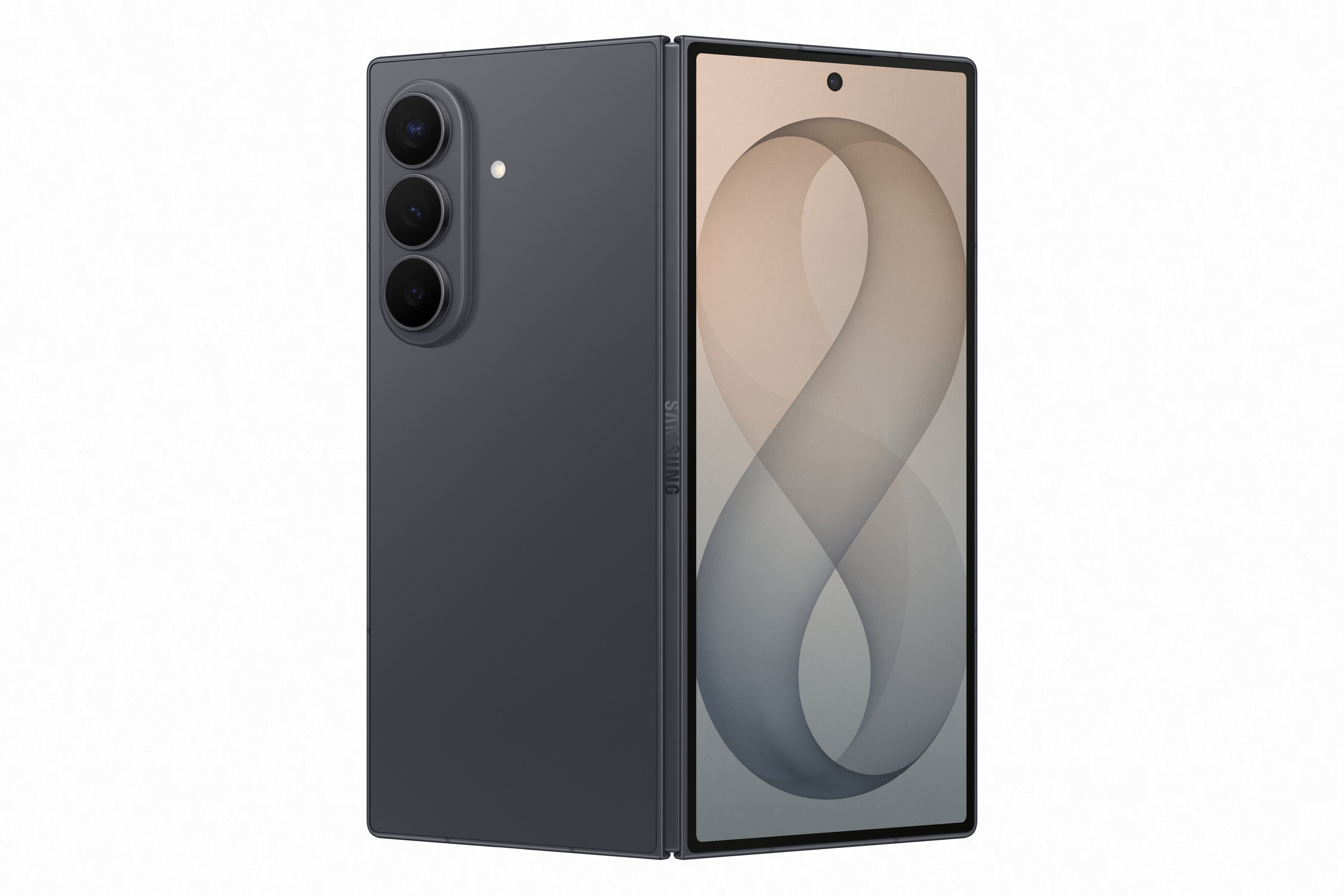 Telefono celular Galaxy Z Fold8 Ultra, elegante diseño plegable y pantalla principal grande.