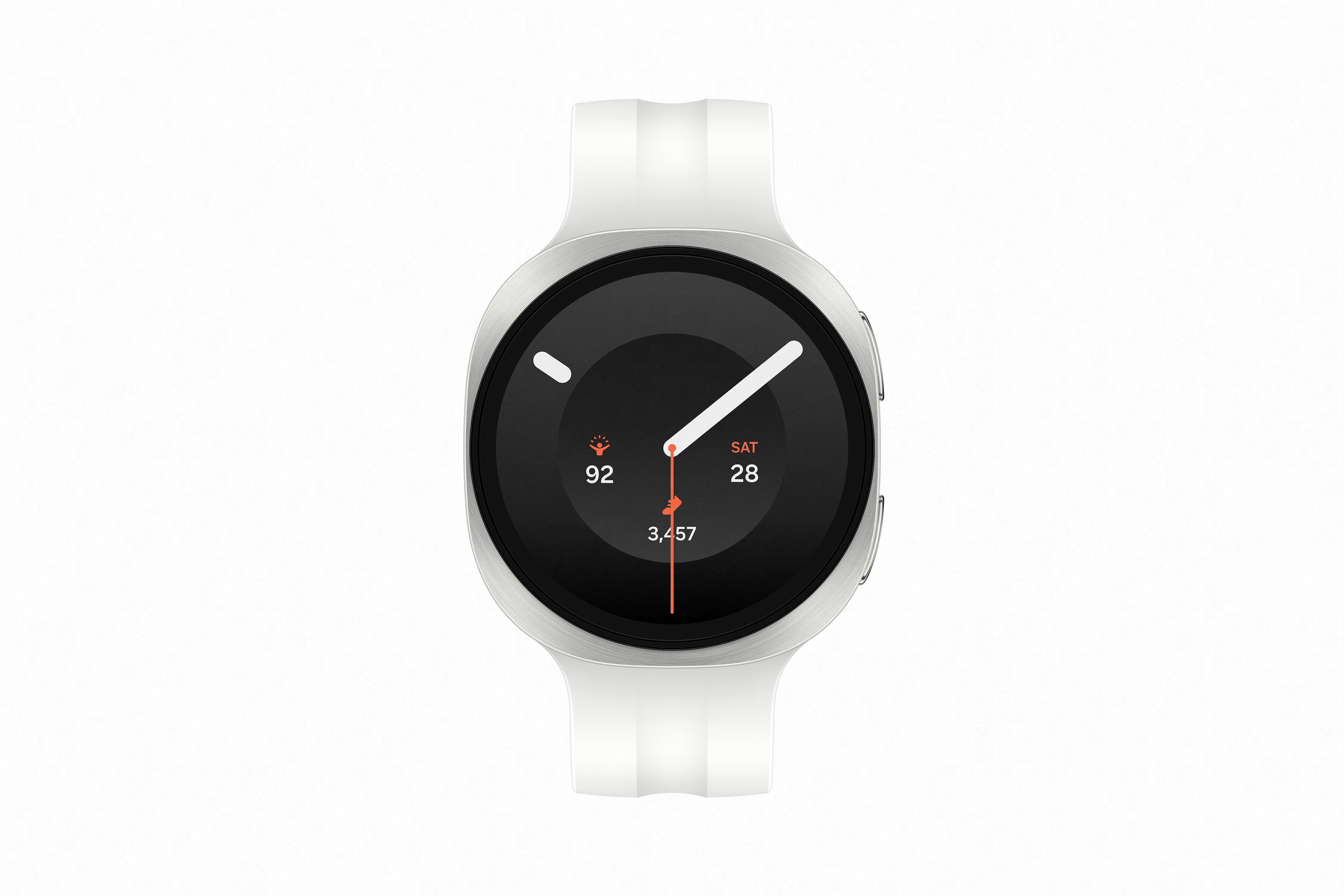 Reloj inteligente Galaxy Watch 9 44 mm plateado con pantalla Super AMOLED en diseño elegante.