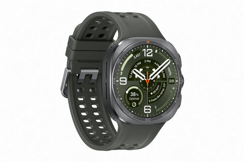 Reloj inteligente Galaxy Watch Ultra 2 Samsung con dial plateado y cuerpo de titanio, ideal para deportes extremos y uso diario.