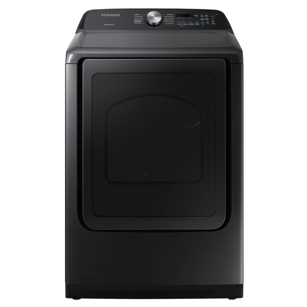 Secadora gas Samsung 24 kg carga frontal en color negro, eficiente y moderna para el hogar.