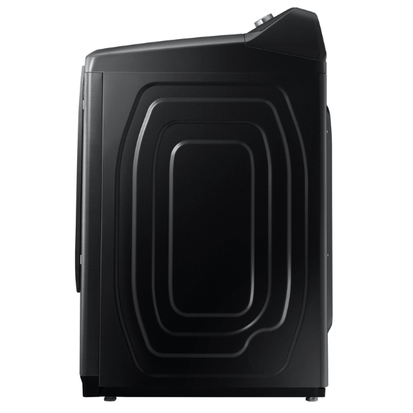 Secadora gas Samsung 24 kg vista lateral en color negro, diseño moderno y funcional para el hogar.
