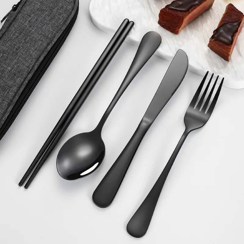 Set de Cubiertos de Acero Inoxidable Portátil (4 Piezas) con Estuche Gatgets Y Otros Productos Costa Rica