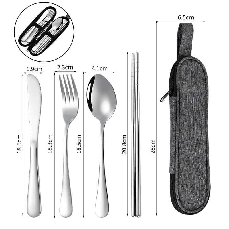 Set de Cubiertos de Acero Inoxidable Portátil (4 Piezas) con Estuche Gatgets Y Otros Productos Costa Rica