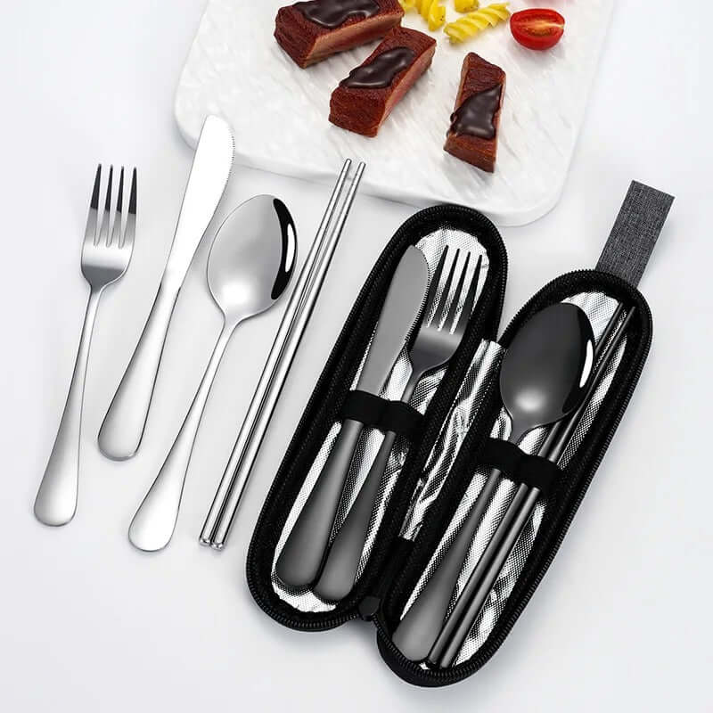 Set de Cubiertos de Acero Inoxidable Portátil (4 Piezas) con Estuche Gatgets Y Otros Productos Costa Rica