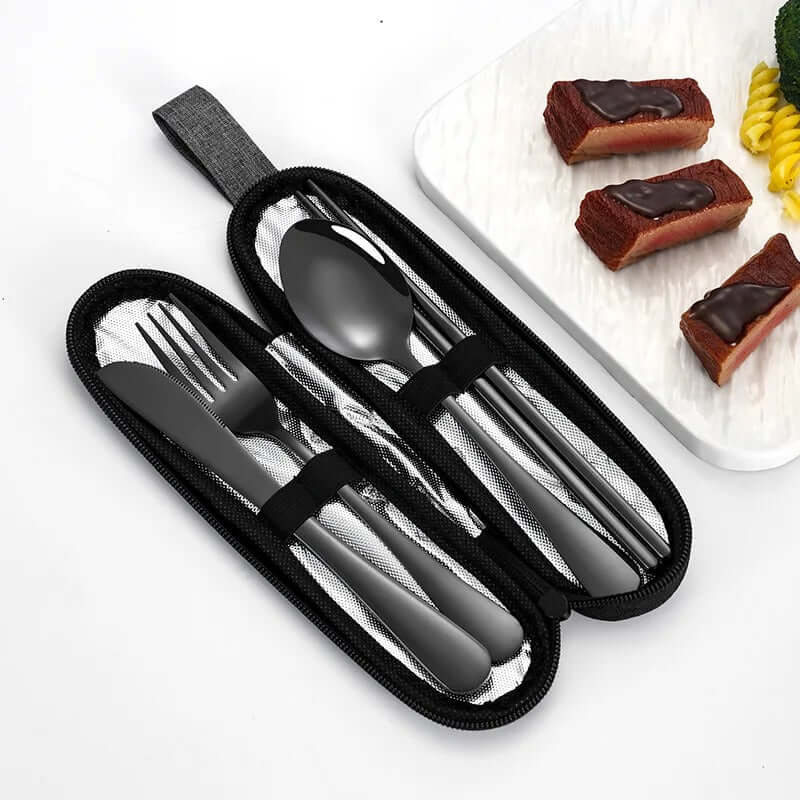 Set de Cubiertos de Acero Inoxidable Portátil (4 Piezas) con Estuche Gatgets Y Otros Productos Costa Rica