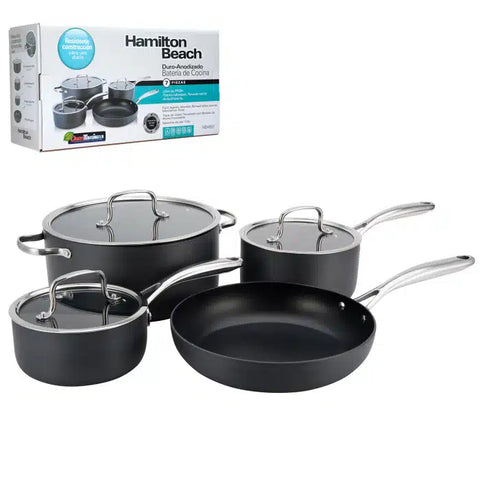Hamilton Beach Set De Ollas Acero Anodizado 7 Pzas Hba601 Ollas Costa Rica