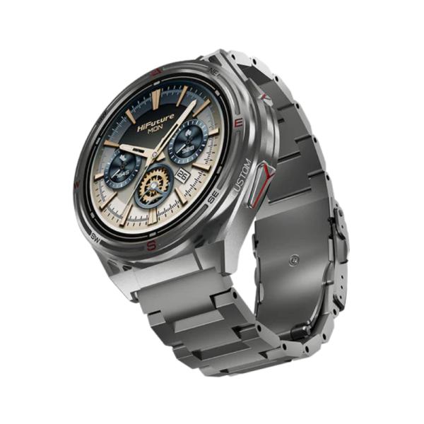 SMART WATCH HIFUTURE ACTIVE2 TITANIO PLATEADO con diseño premium y funciones avanzadas, pantalla AMOLED de 1.43 pulgadas